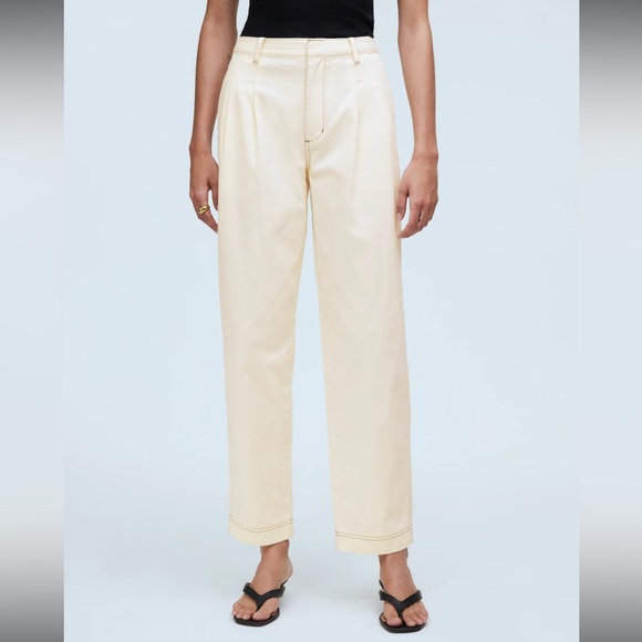 NWT Madewell Pleated Straight Pants in Antique Cream - Picture 3 of 6